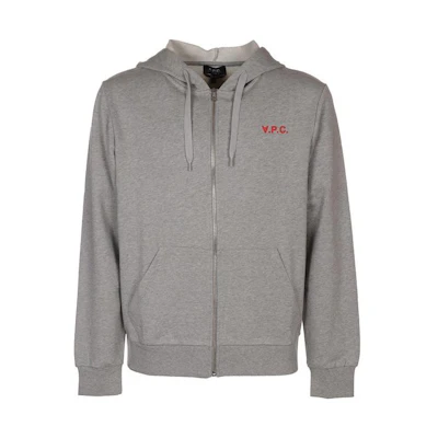 A.P.C. FW22 Solid Logo Print Zip-Up Hoodie Grey () COECQH27748PLA