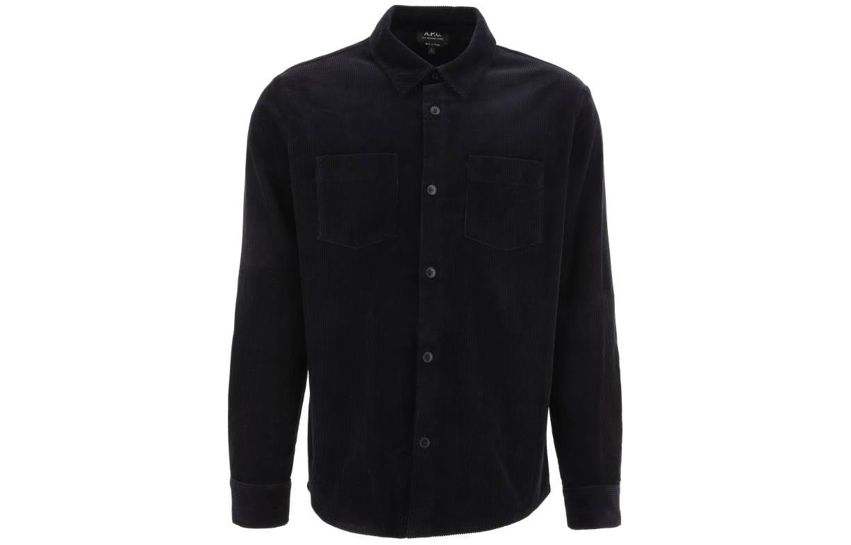 A.P.C. FW22 Solid Pocket Button-Up Long-Sleeve Shirt Jacket Men’s Black COESPH02486IAK