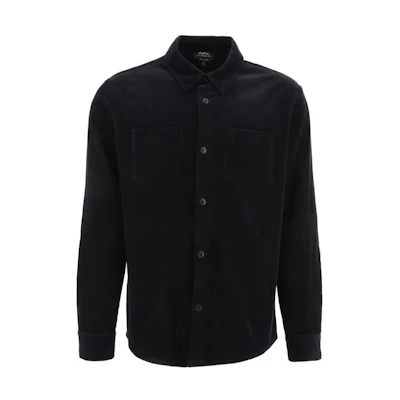 A.P.C. FW22 Solid Pocket Button-Up Long-Sleeve Shirt Jacket Men’s Black COESPH02486IAK