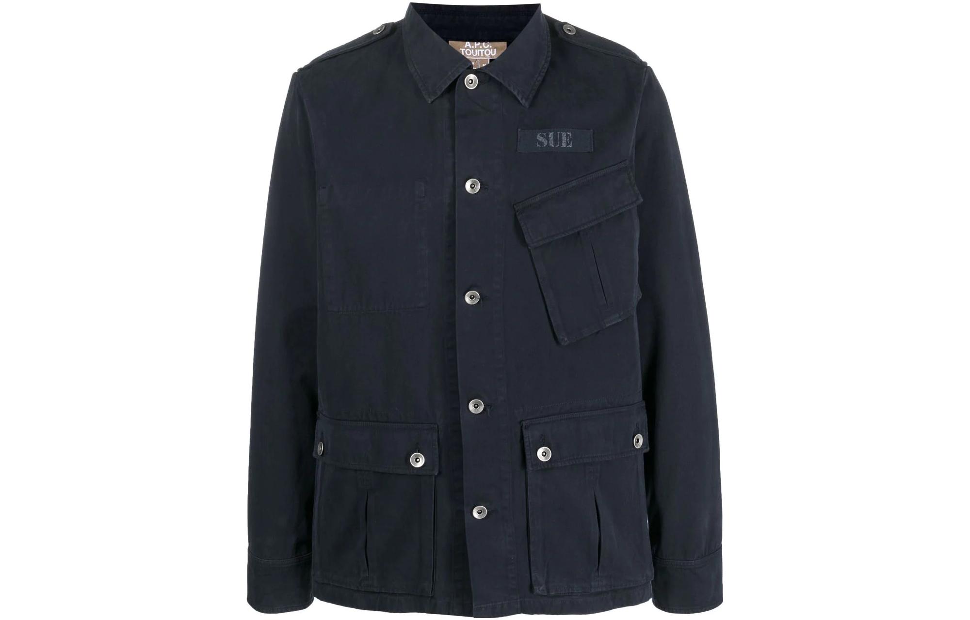 A.P.C. FW22 Unisex Solid Multi-Pocket Long-Sleeve Jacket Blue M02777COFCI-IAJ