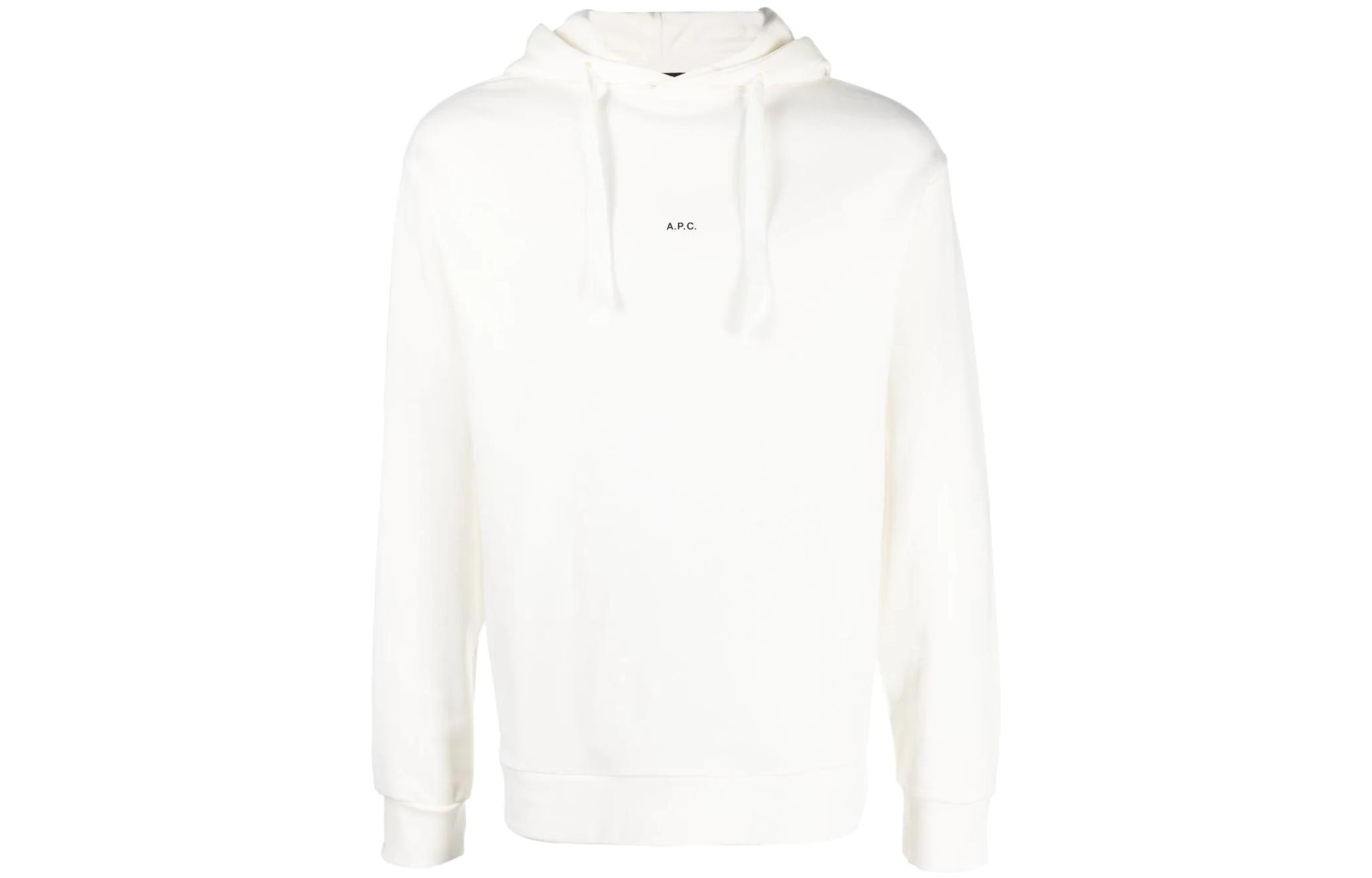 A.P.C. FW22 White Logo Print Long Sleeve Hoodie Mens H27622COEIP-AAB