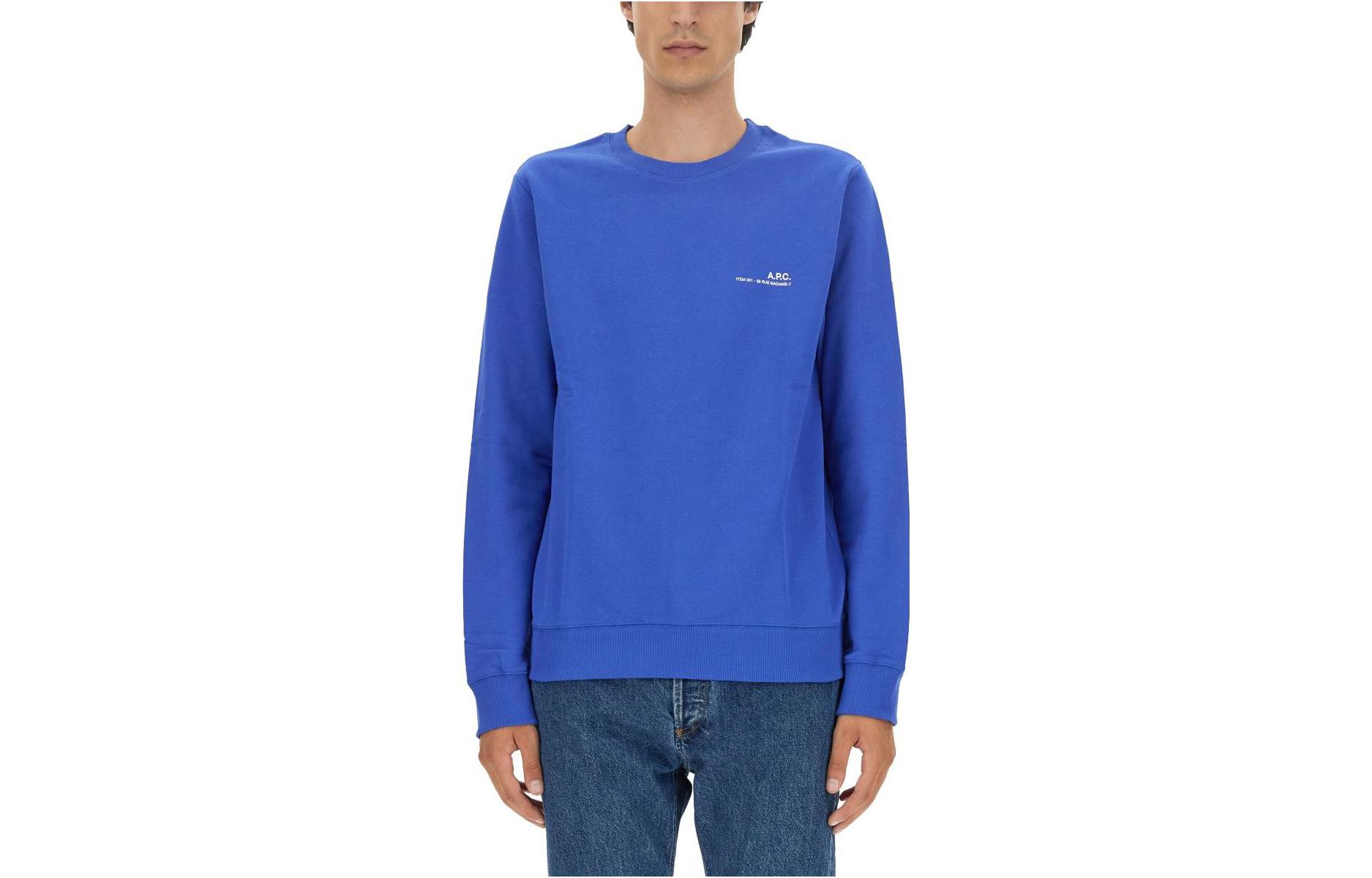 A.P.C. FW23 Blue Crewneck Pullover Sweatshirt COFBQH27608IAG