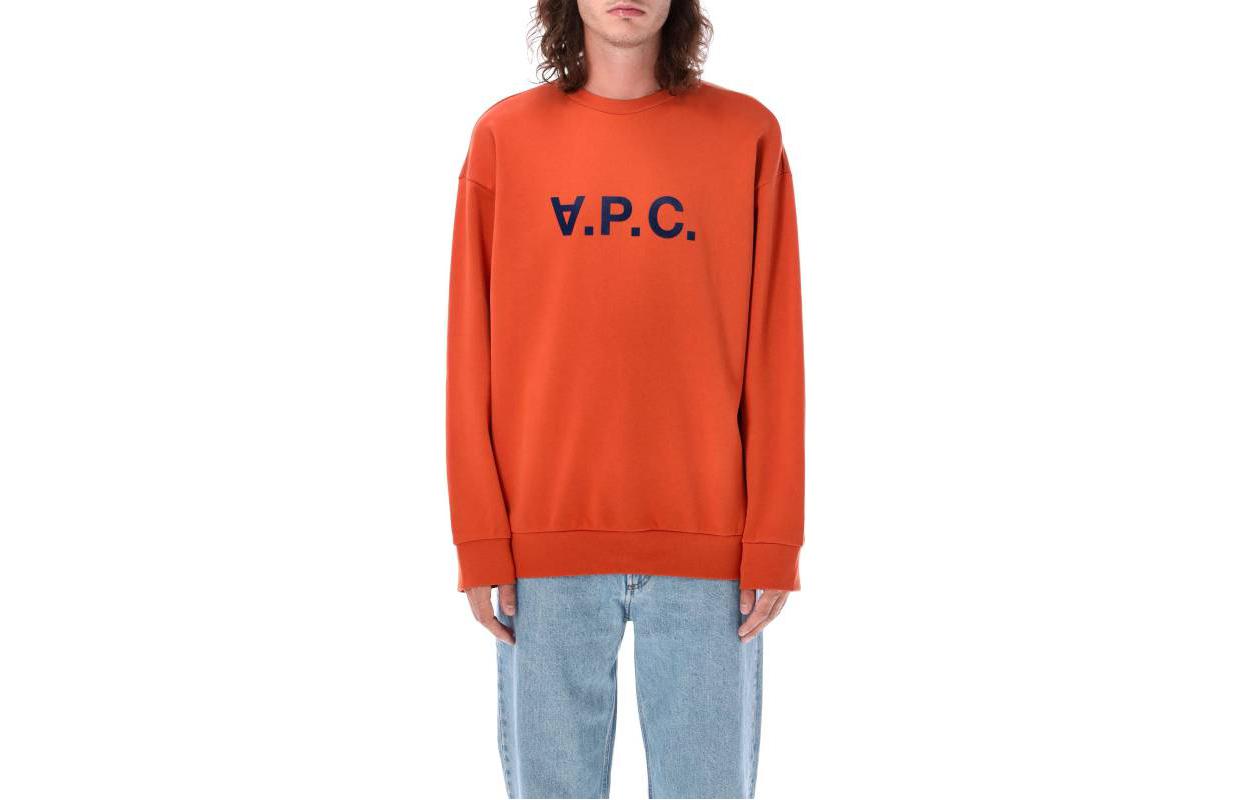 A.P.C. FW23 Brick Red Crewneck Pullover Sweatshirt with Letter Print () H27836COFDXEAF