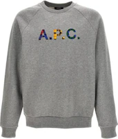 A.P.C. FW23 Grey Crewneck Sweatshirt with Letter Print Design COGVFH27843PLA A.P.C. FW23 Grey Crewneck Sweatshirt with Letter Print Design COGVFH27843PLA