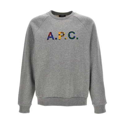A.P.C. FW23 Grey Crewneck Sweatshirt with Letter Print Design COGVFH27843PLA