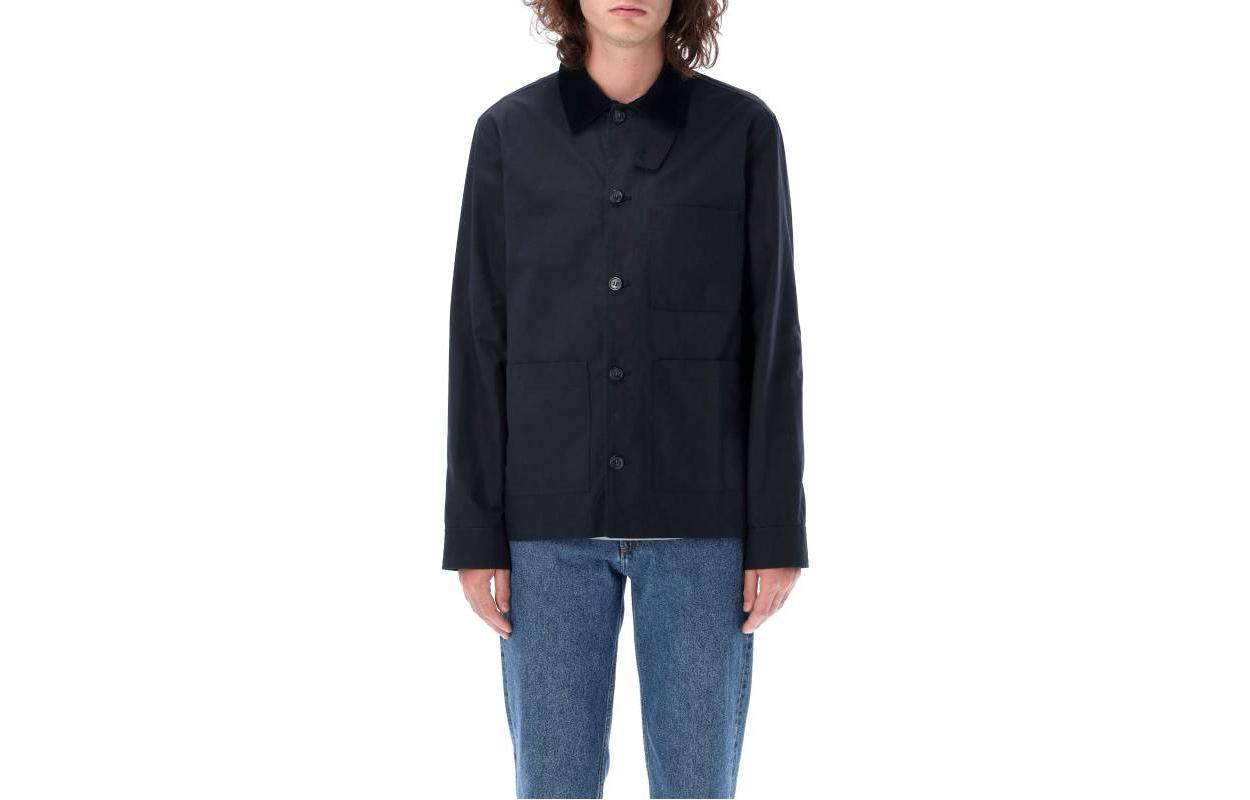 A.P.C. FW23 Solid Single-Breasted Long-Sleeve Jacket - Dark Blue H02841COERC-IAK