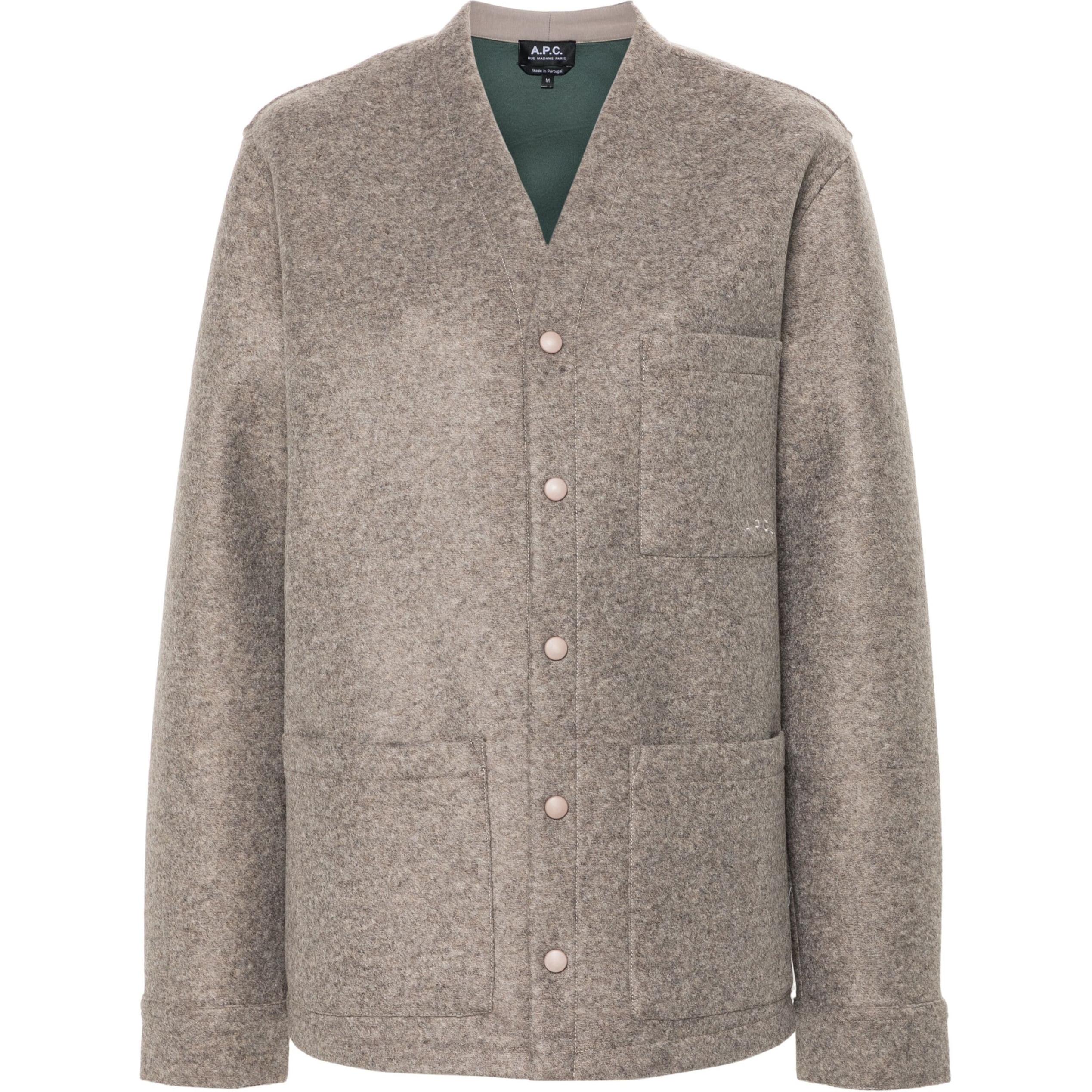 A.P.C. FW24 Almond Beige Single-Breasted V-Neck Long Sleeve Jacket PSAFUH22200-BEIGE