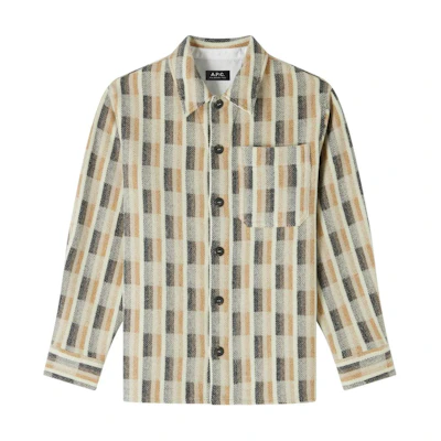 A.P.C. FW24 Beige Plaid Gradient Oversized Jacket for Men WVBDGH02989-BAA