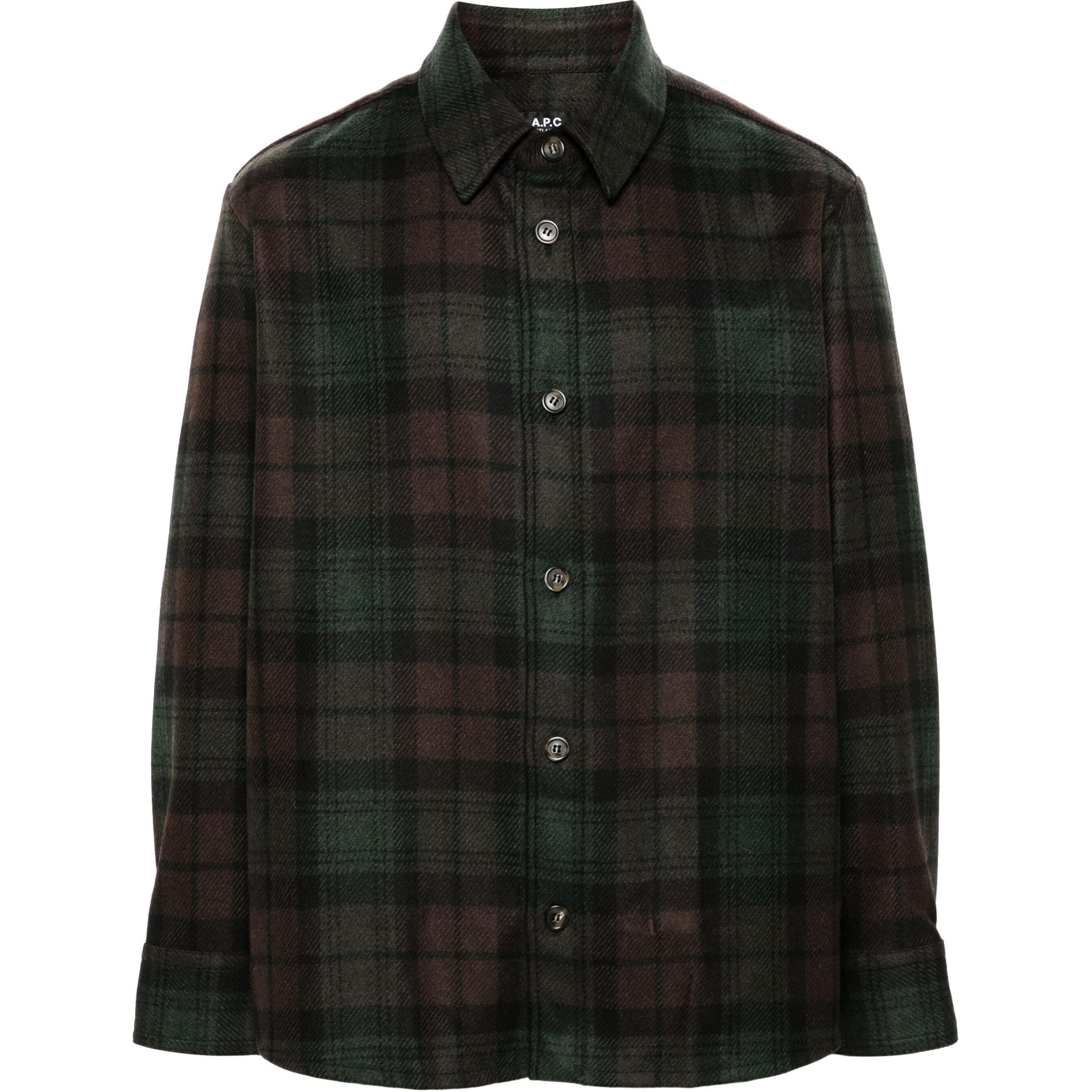 A.P.C. FW24 Cedar Brown Plaid Relaxed Fit Long Sleeve Jacket WOAPSH02884-BRON
