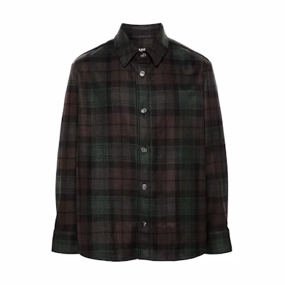 A.P.C. FW24 Cedar Brown Plaid Relaxed Fit Long Sleeve Jacket WOAPSH02884-BRON