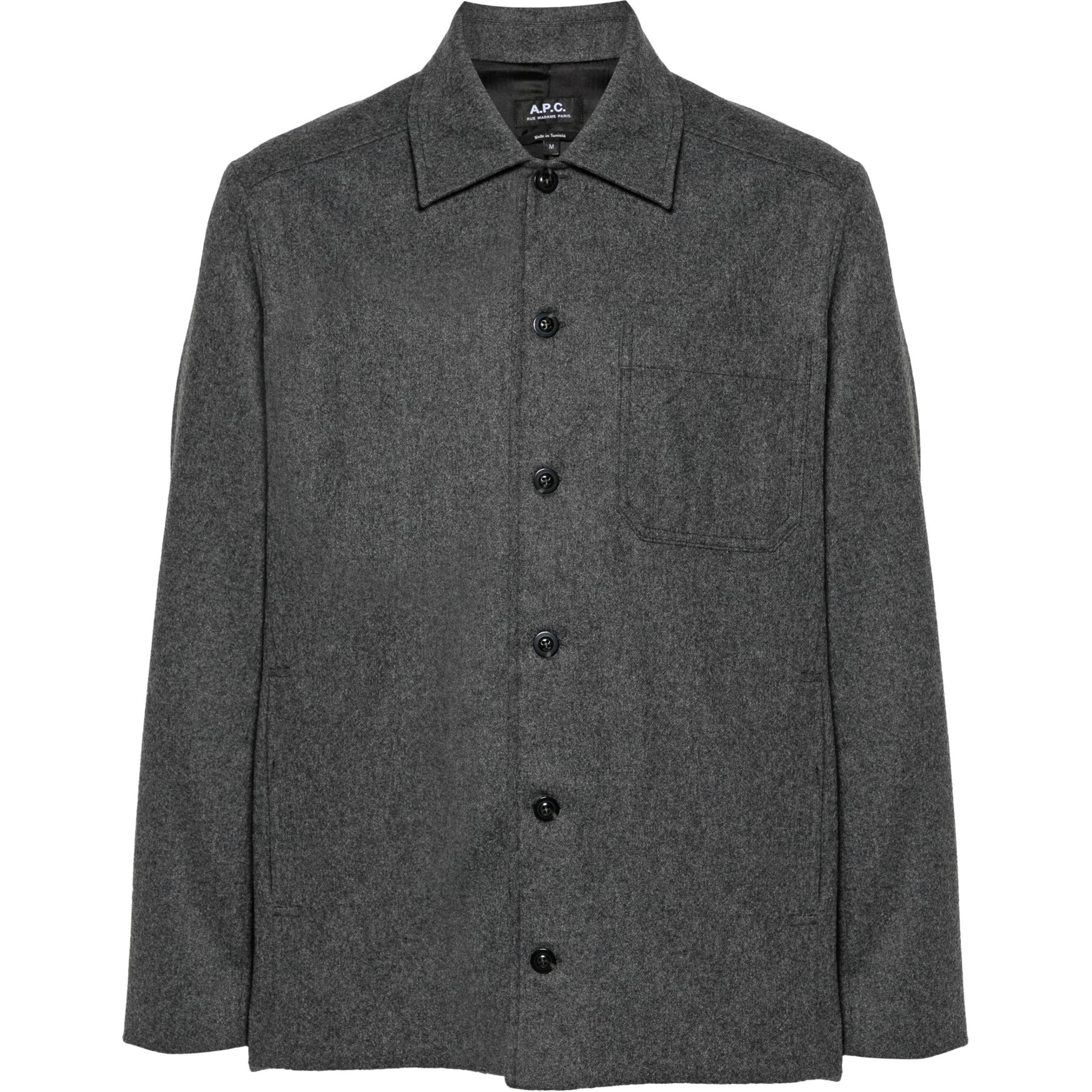 A.P.C. FW24 Charcoal Gray Relaxed Fit Long Sleeve Shirt Jacket WOAPNH02962-GREY