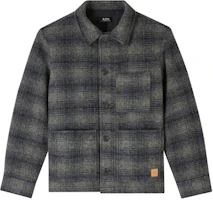 A.P.C. FW24 Khaki Checkered Single-Breasted Pocket Jacket WVBDFH02961-JAA A.P.C. FW24 Khaki Checkered Single-Breasted Pocket Jacket WVBDFH02961-JAA