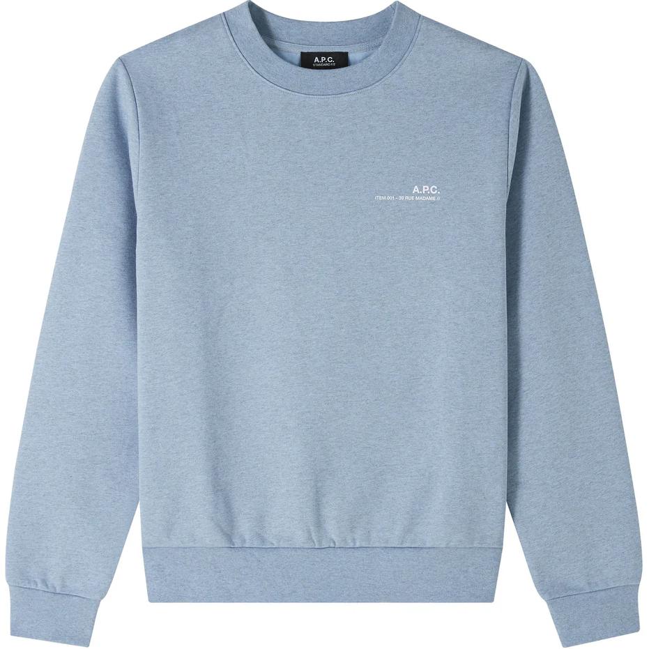 A.P.C. FW24 Logo Crewneck Oversized Long-Sleeve Sweatshirt Unisex Light Blue COHBPM27939-TIB