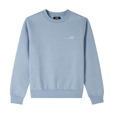 A.P.C. FW24 Logo Crewneck Oversized Long-Sleeve Sweatshirt Unisex Light Blue COHBPM27939-TIB
