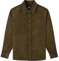 A.P.C. FW24 Logo Embroidered Oversized Collar Jacket Khaki - Casual Outerwear COHBBH02976-JAA A.P.C. FW24 Logo Embroidered Oversized Collar Jacket Khaki - Casual Outerwear COHBBH02976-JAA