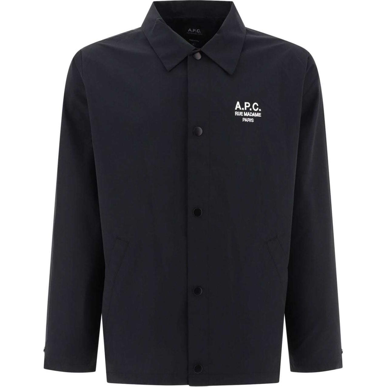 A.P.C. FW24 Logo Embroidered Single-Breasted Long-Sleeve Jacket Black PSAJBH02960-BLACK