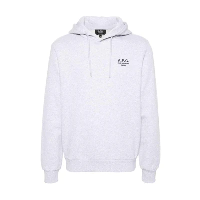 A.P.C. FW24 Logo Embroidered Textured Knit Hoodie Men’s Mist Gray COHBVM27914TPN-GREY