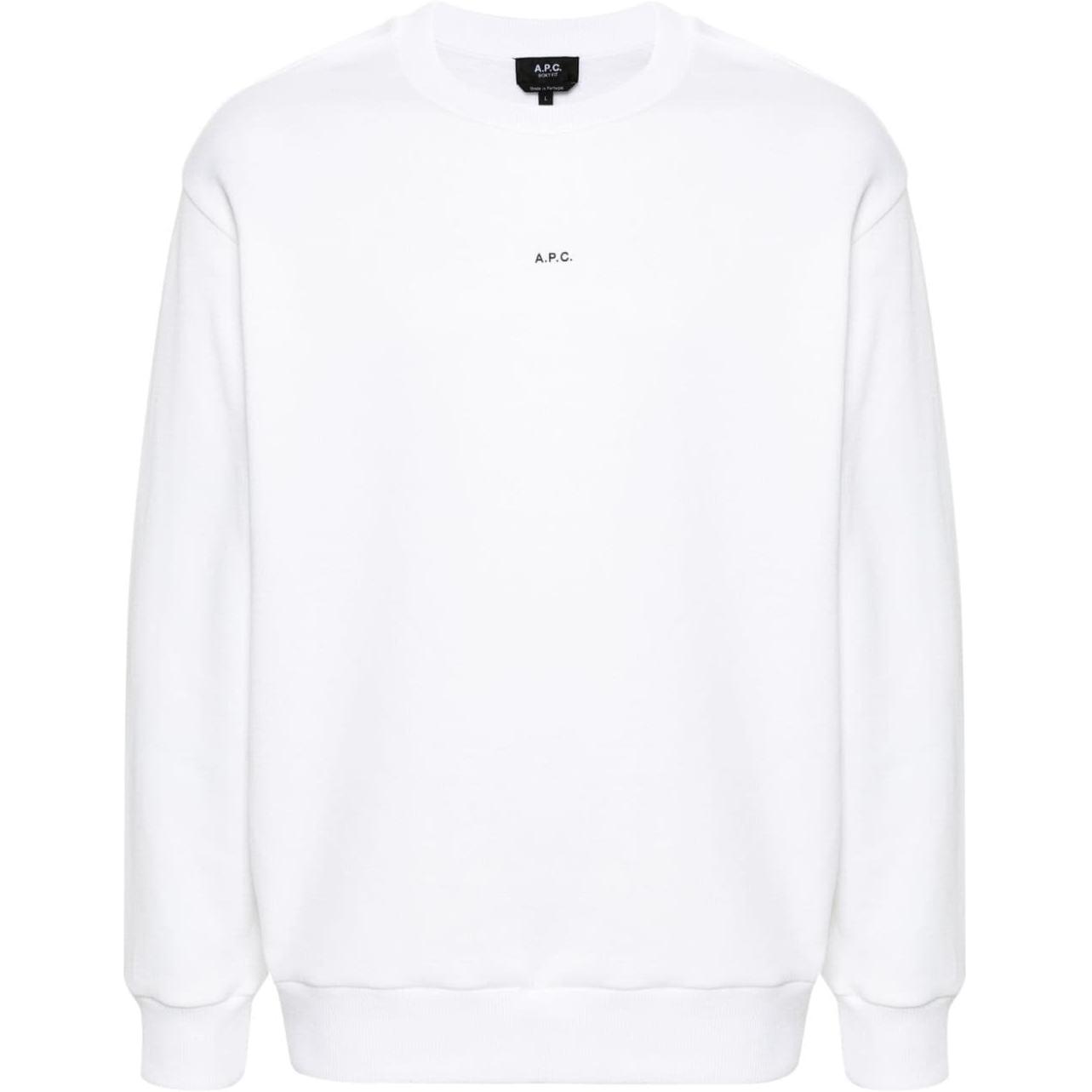A.P.C. FW24 Logo Print Crewneck Textured Knit Long Sleeve Sweatshirt White Men COHBXH27910-WHITE