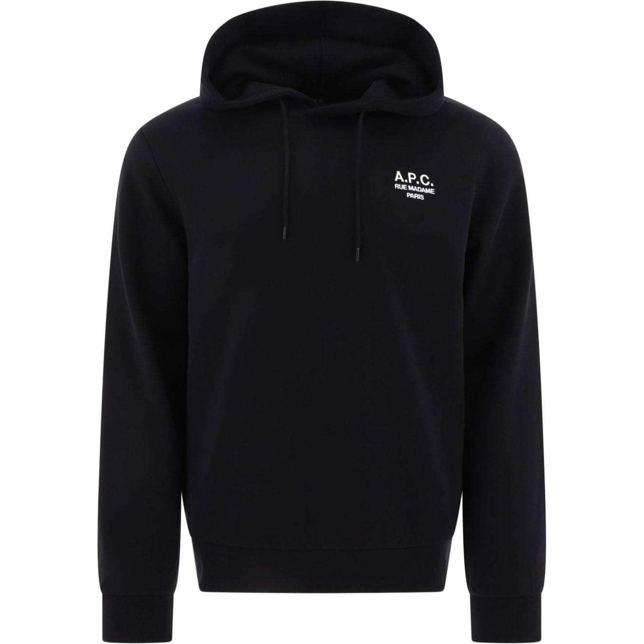 A.P.C. FW24 Logo Print Drawstring Hoodie Black Sweater COHBVM27914-BLACK