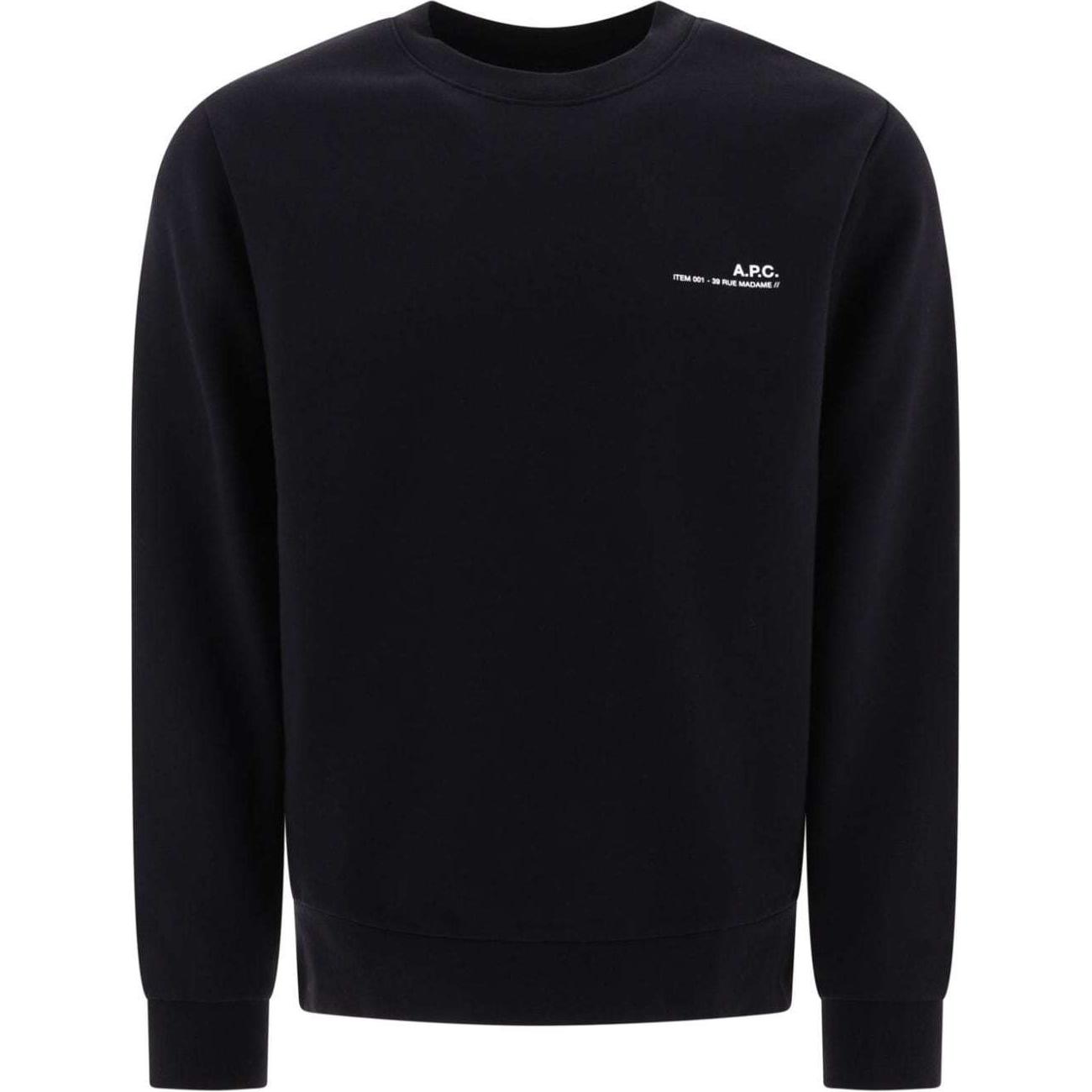 A.P.C. FW24 Logo Print Textured Knit Crewneck Sweatshirt Men’s Black COHBPM27927-BLACK