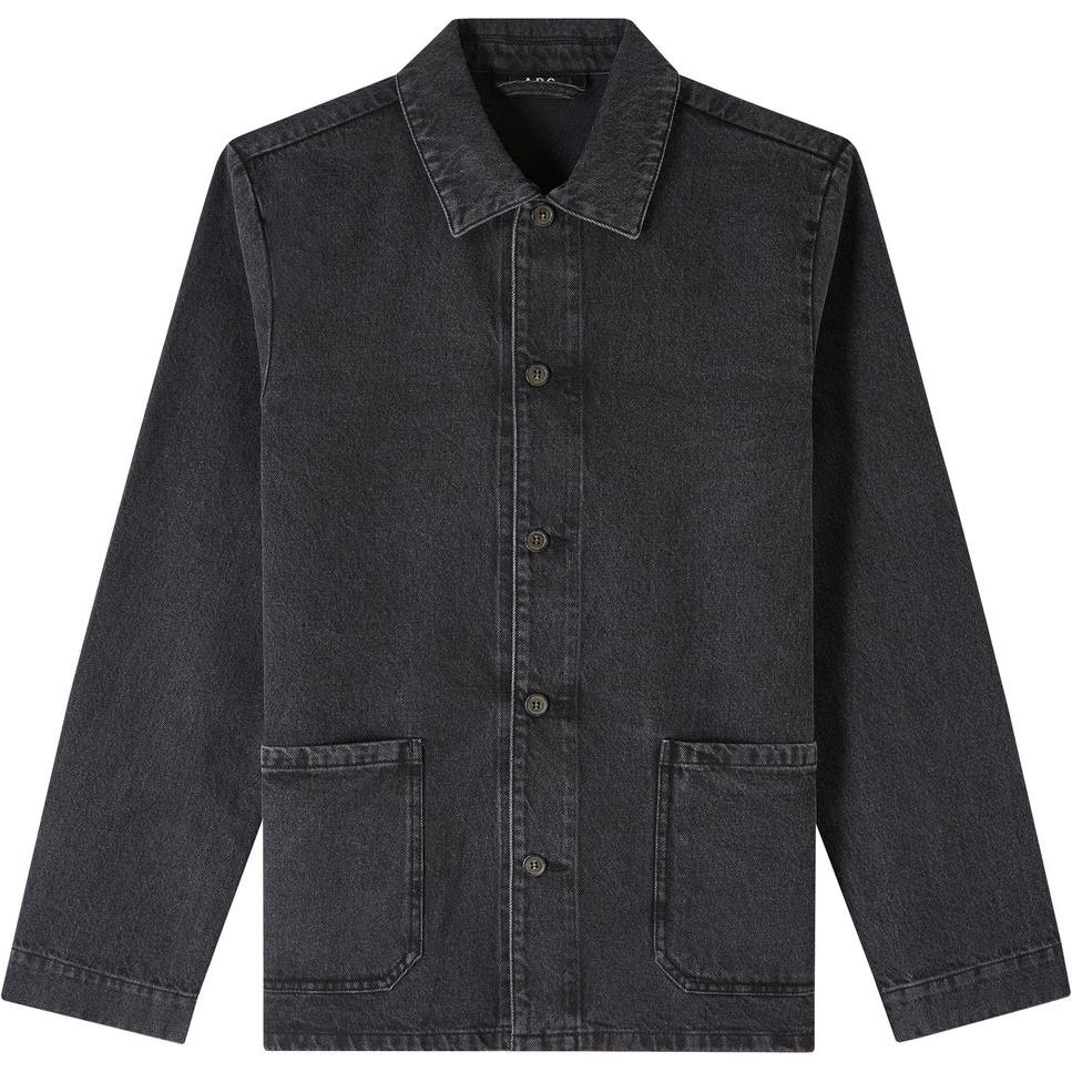 A.P.C. FW24 Logo Straight-Cut Long-Sleeve Jacket Men’s Washed Black COGEXH03205-LZE