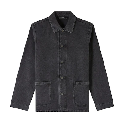 A.P.C. FW24 Logo Straight-Cut Long-Sleeve Jacket Men’s Washed Black COGEXH03205-LZE