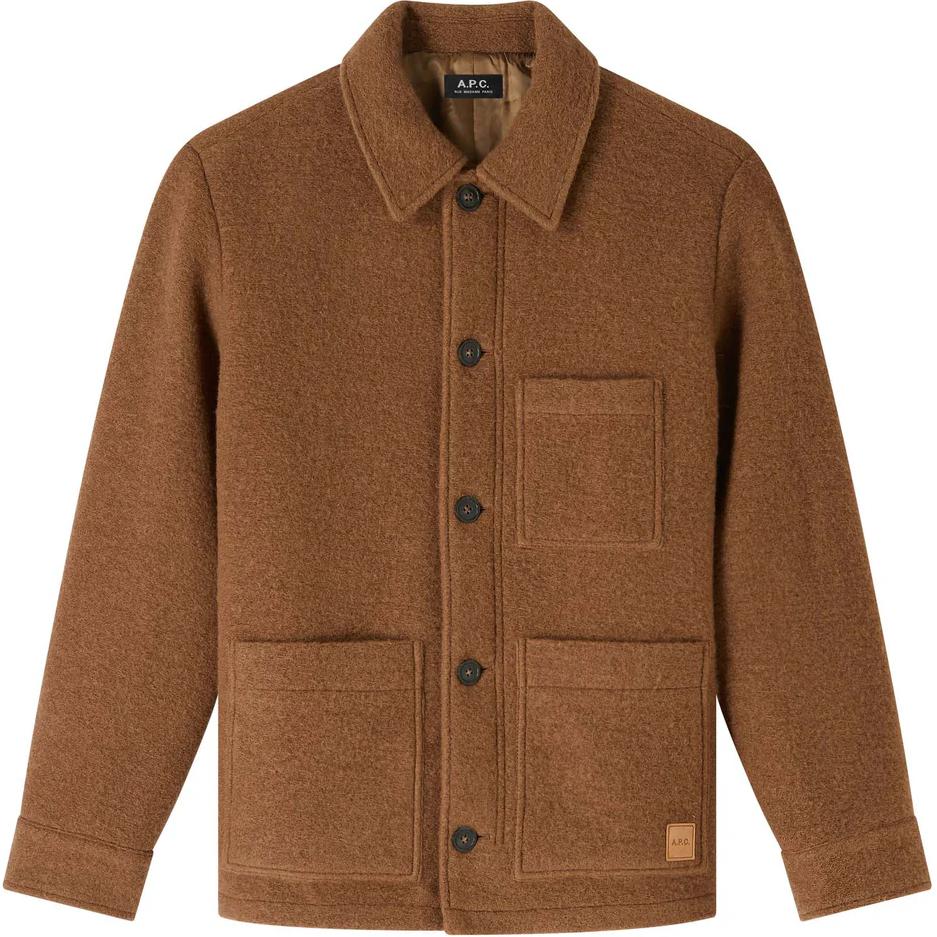 A.P.C. FW24 Loose-Fit Single-Breasted Pocket Collar Jacket Men Chestnut Brown WVBCAH02961-CAC
