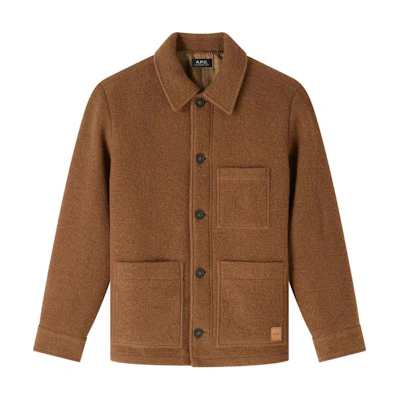 A.P.C. FW24 Loose-Fit Single-Breasted Pocket Collar Jacket Men Chestnut Brown WVBCAH02961-CAC