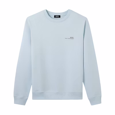 A.P.C. FW24 Minimalist Crewneck Long Sleeve Sweatshirt Men’s Light Blue COEASH27608-IAS