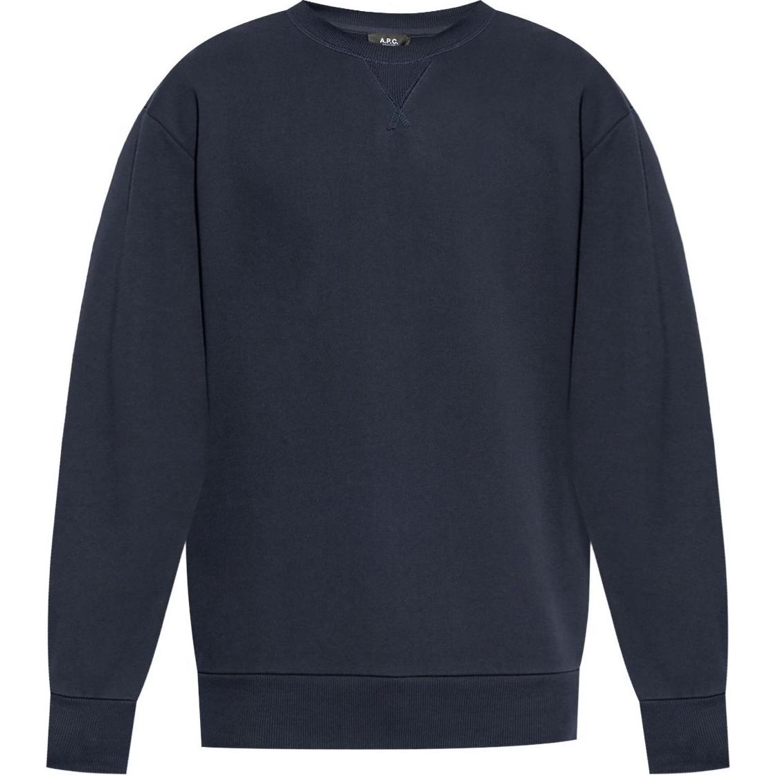 A.P.C. FW24 Navy Blue Solid Crewneck Textured Knit Sweatshirt COHCMH27925-NAVY