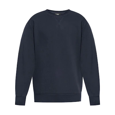 A.P.C. FW24 Navy Blue Solid Crewneck Textured Knit Sweatshirt COHCMH27925-NAVY