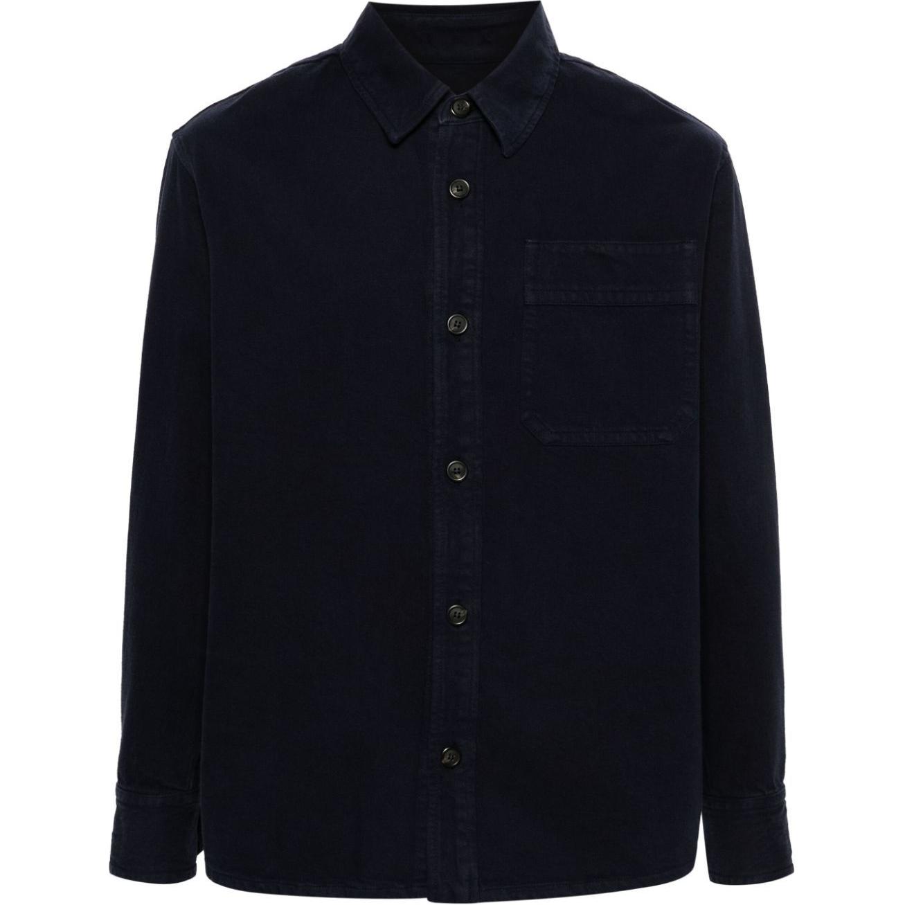 A.P.C. FW24 Navy Blue Solid Oversized Shirt-Style Long-Sleeve Jacket Mens COGZVH02939-NAVY