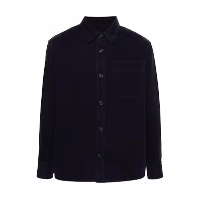A.P.C. FW24 Navy Blue Solid Oversized Shirt-Style Long-Sleeve Jacket Mens COGZVH02939-NAVY