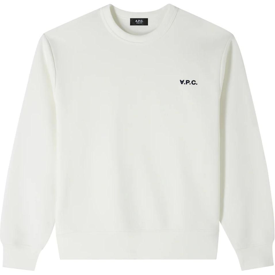 A.P.C. FW24 Oversized Crewneck Logo Drop Shoulder Long Sleeve Sweatshirt White Men COHBRH27916-TAE