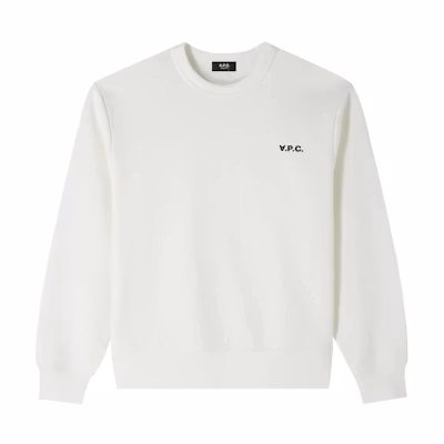 A.P.C. FW24 Oversized Crewneck Logo Drop Shoulder Long Sleeve Sweatshirt White Men COHBRH27916-TAE