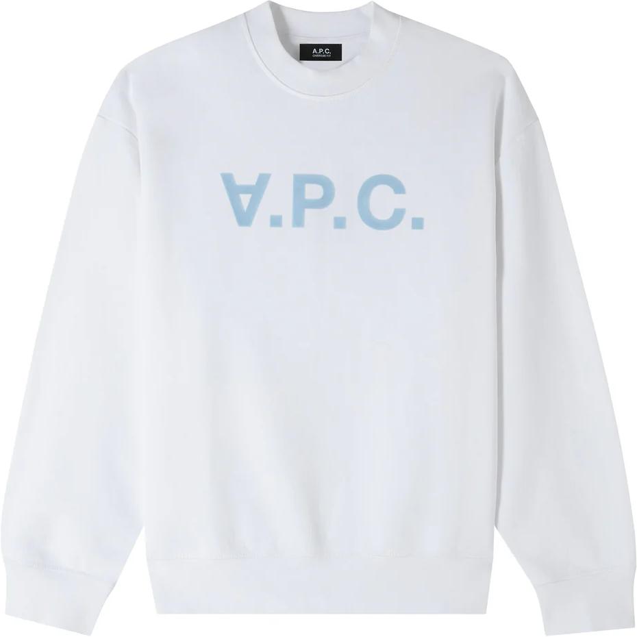 A.P.C. FW24 Oversized Logo Drop Shoulder Long Sleeve Sweatshirt White Unisex COHBPM27922-TAC