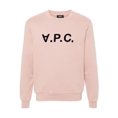 A.P.C. FW24 Pink Logo Crewneck Textured Knit Oversized Sweatshirt Men COGXBF26417-PINK