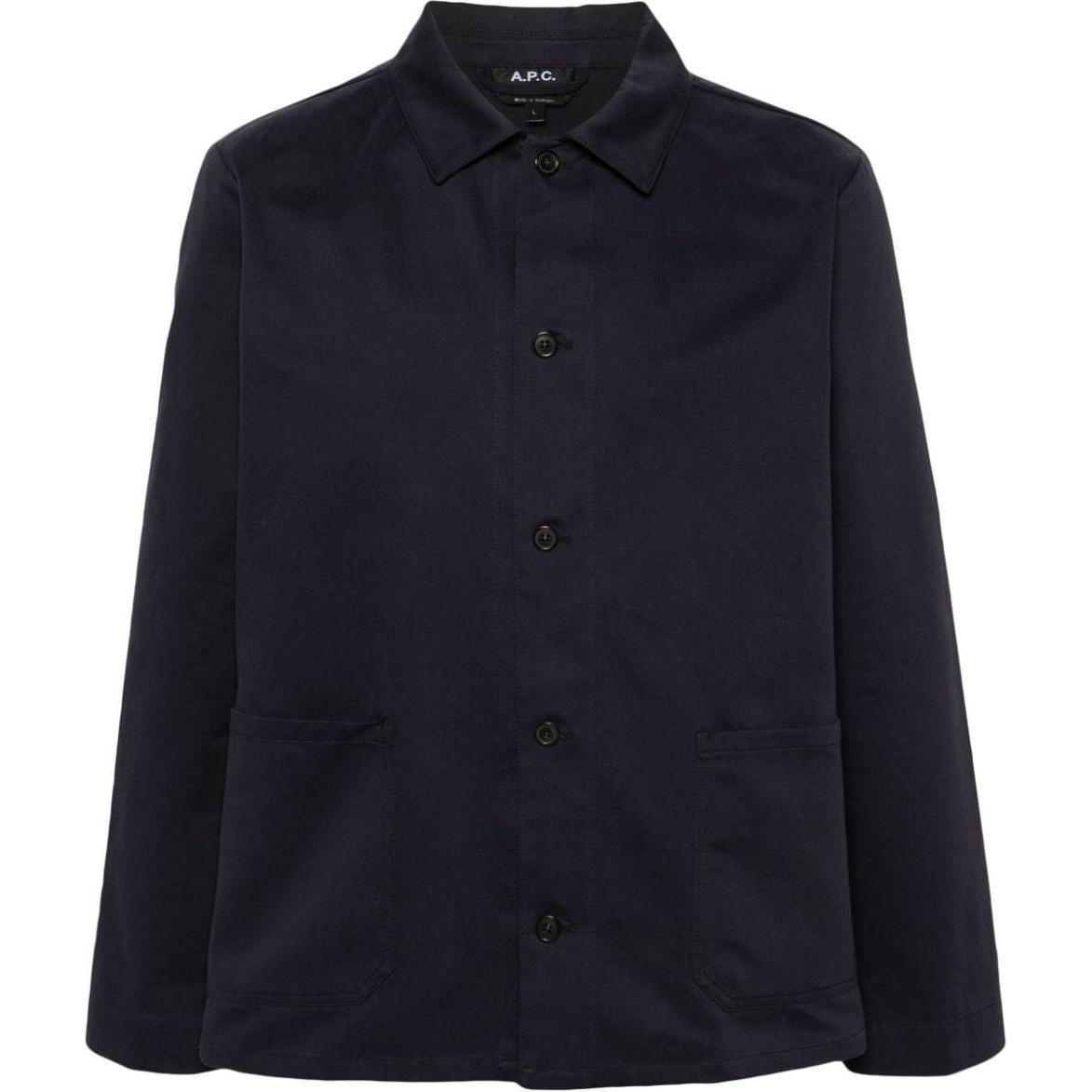 A.P.C. FW24 Straight Hem Button-Up Overshirt Jacket Midnight Blue Men’s COGEWH03205-BLUE