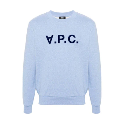 A.P.C. FW24 Unisex Flocked Logo Crewneck Sweatshirt Cornflower Blue COGXBF26417-BLUE
