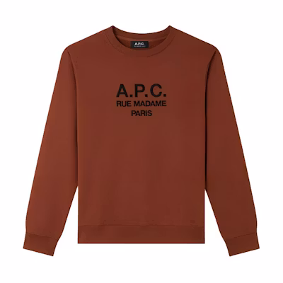 A.P.C. FW24 Whiskey Brown Minimalist Oversized Lettering Sweatshirt Mens COEBHH27500-EAH