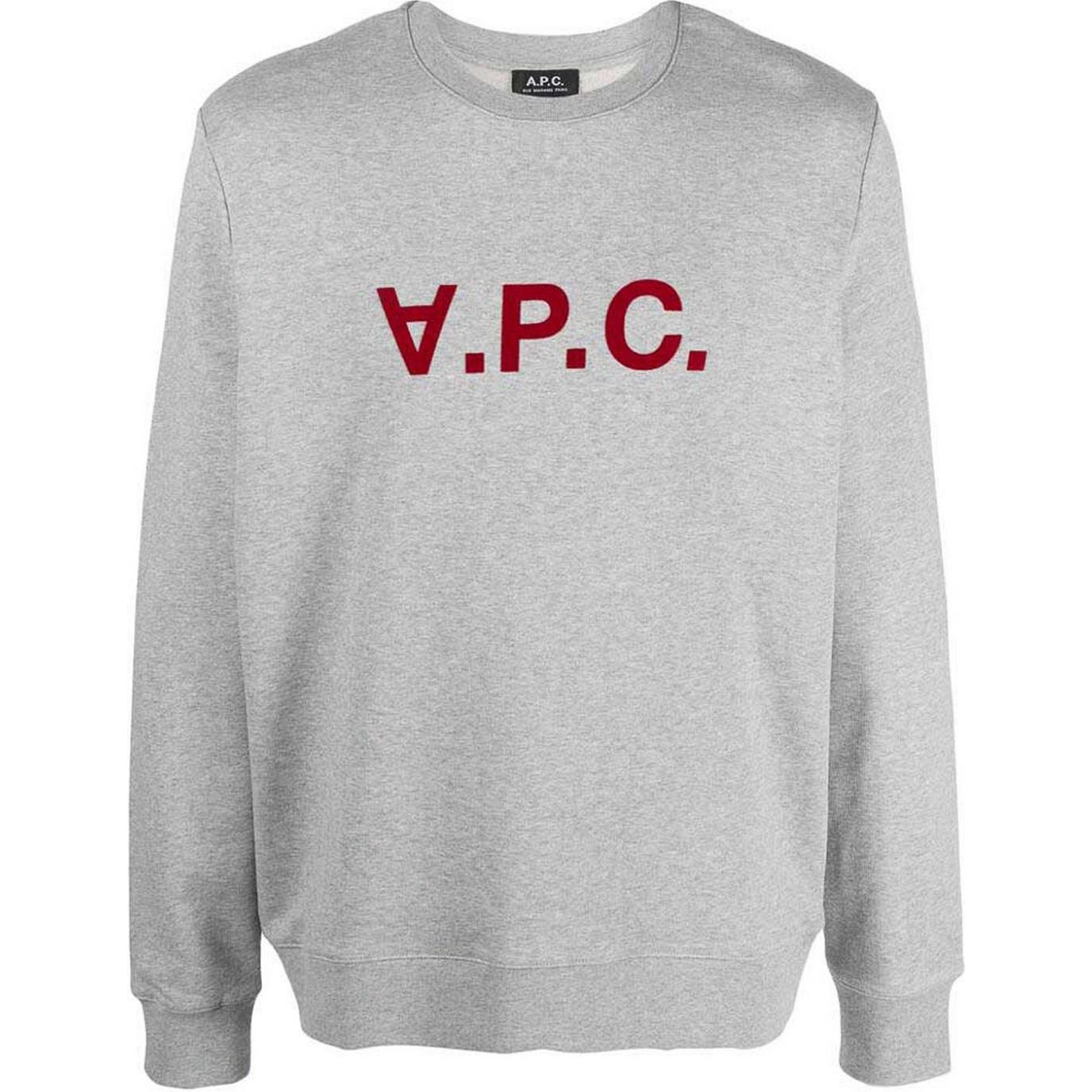 A.P.C. Gray Crewneck Sweatshirt with Logo Print COFAXH27378-TPH