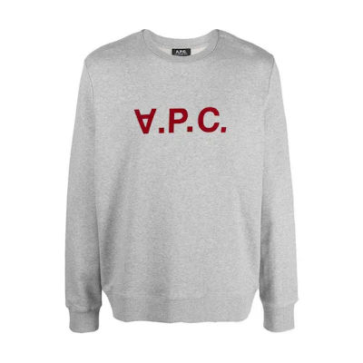 A.P.C. Gray Crewneck Sweatshirt with Logo Print COFAXH27378-TPH