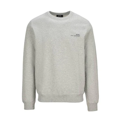 A.P.C. Gray Crewneck Sweatshirt with Solid Color Letter Logo Print H27608COEASPLB
