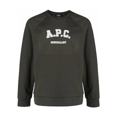 A.P.C. Green Crewneck Sweatshirt with Logo Print COESIH27683JAC