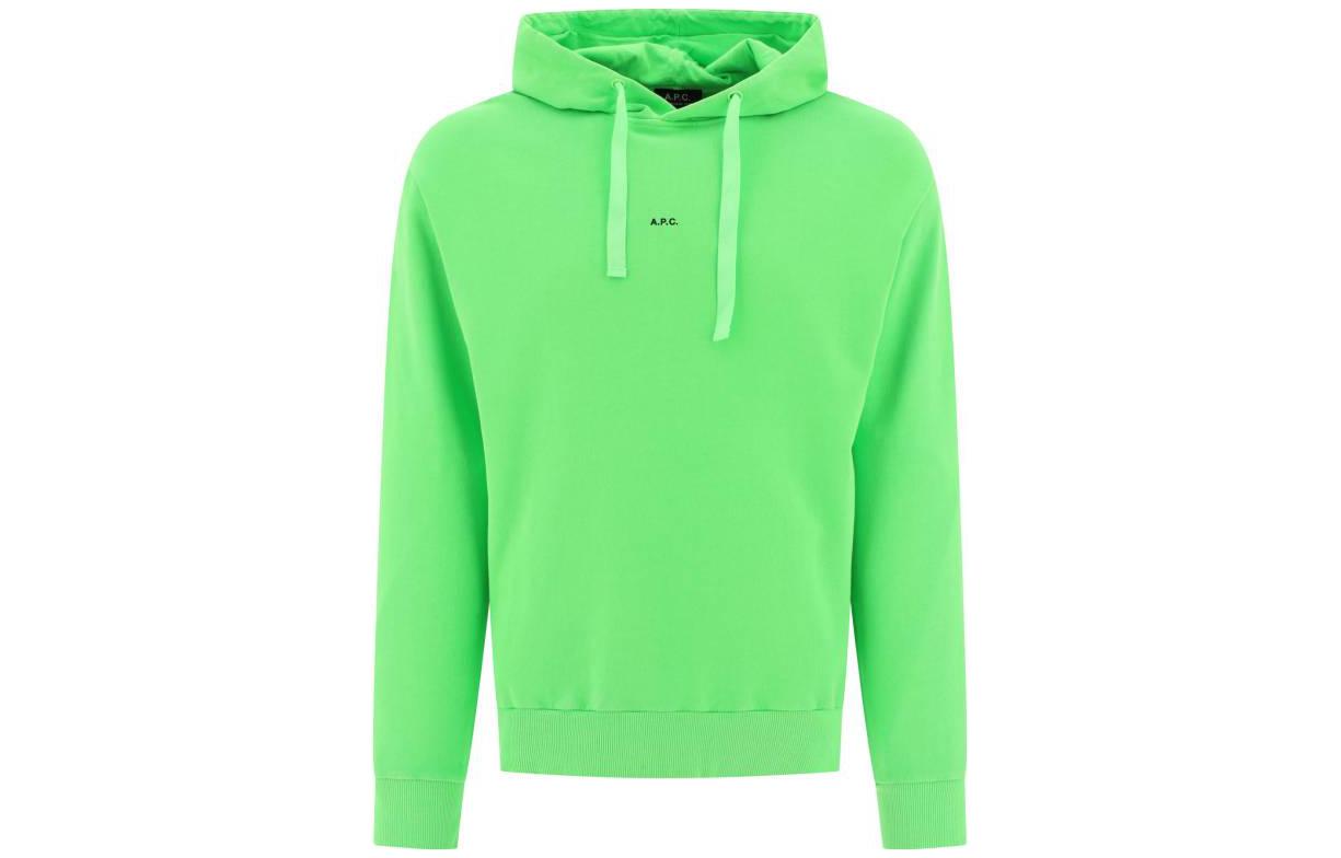 A.P.C. Green Logo Print Hoodie Pullover Long Sleeve COEIP-H27853-KAM