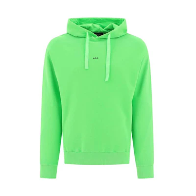 A.P.C. Green Logo Print Hoodie Pullover Long Sleeve COEIP-H27853-KAM