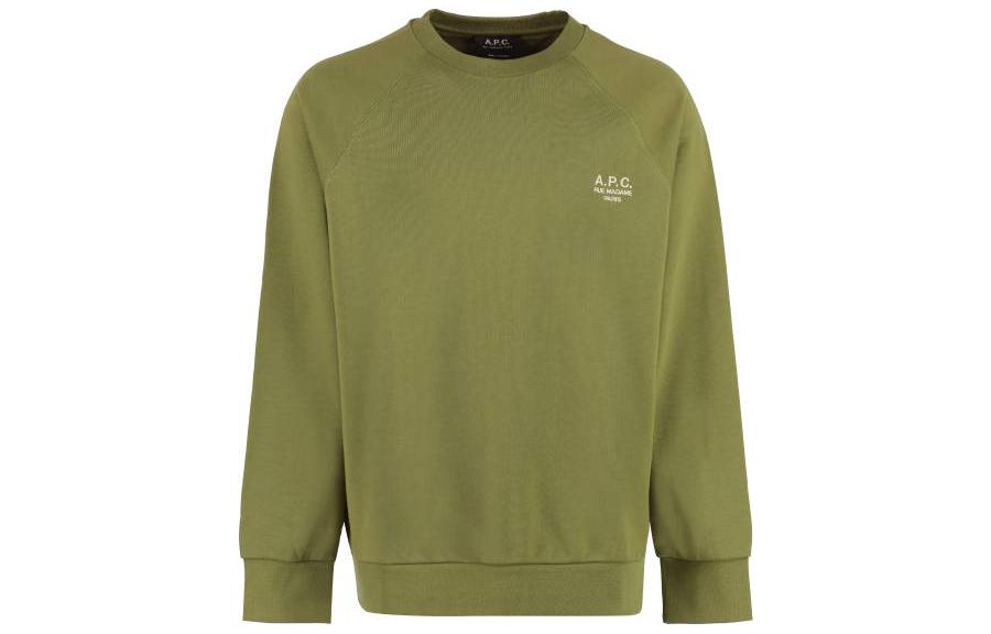 A.P.C. Green Loose Fit Crewneck Sweatshirt with Letter Print COEZDH27822-JAA