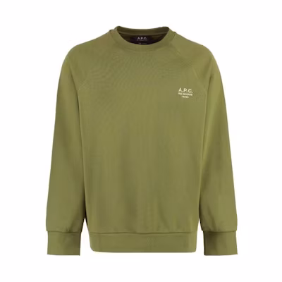 A.P.C. Green Loose Fit Crewneck Sweatshirt with Letter Print COEZDH27822-JAA