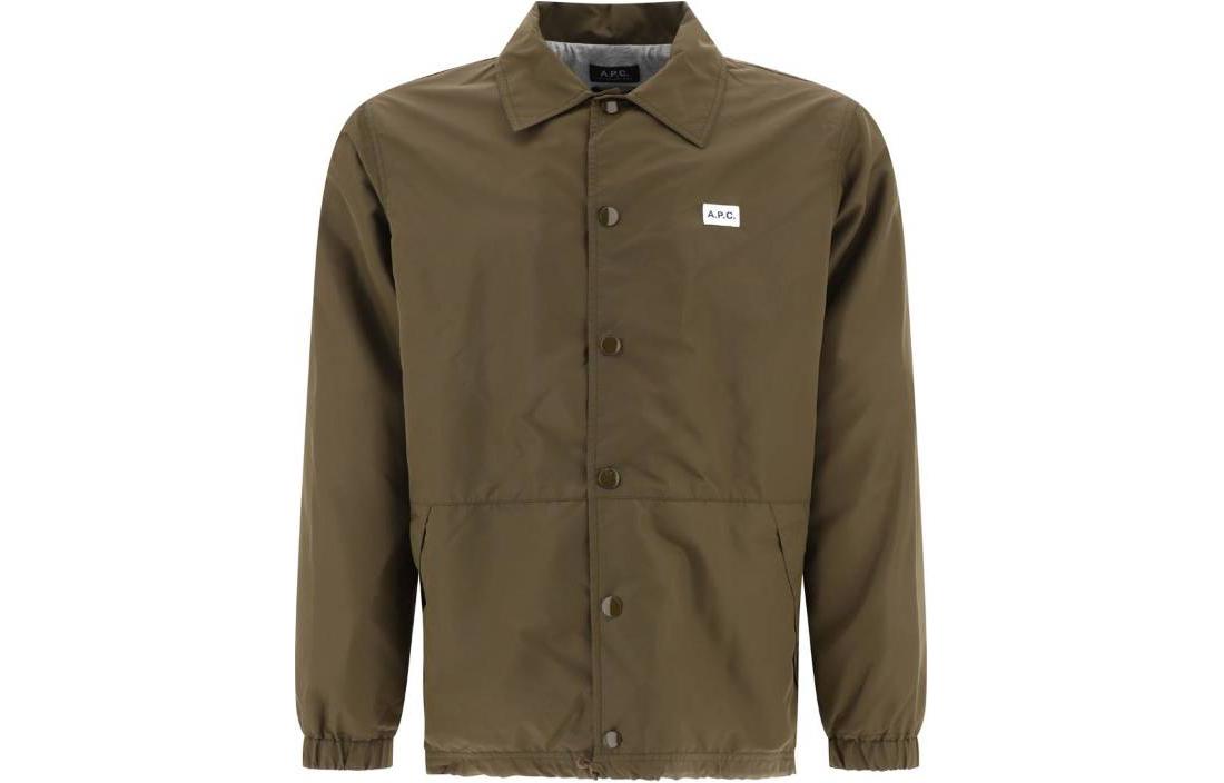 A.P.C. Green Solid Logo Print Button-Up Long-Sleeve Jacket PAAFAH02739-JAA