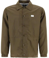 A.P.C. Green Solid Logo Print Button-Up Long-Sleeve Jacket PAAFAH02739-JAA A.P.C. Green Solid Logo Print Button-Up Long-Sleeve Jacket PAAFAH02739-JAA